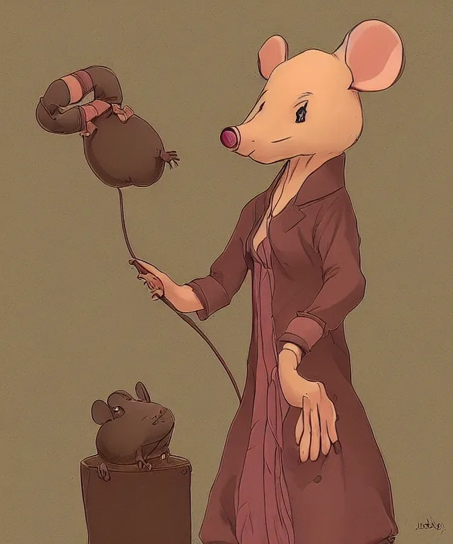 Image similar to the selfless female anthropomorphic mouse midwife. her wardrobe is complicated in the style of jean giraud in the style of slice of life anime trending on artstation deviantart pinterest photorealistic hd 8 k highlights and shadow detailed high resolution