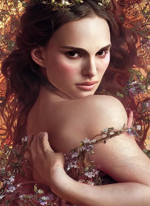 Prompt: music video screenshot of natalie portman, unreal, fantasy, intricate, elegant, dramatic, highly detailed, photorealistic, digital painting, painterly, artstation, concept art, smooth, sharp focus, art by John Collier and Krenz Cushart and Artem Demura and Alphonse Mucha and Albert Aublet