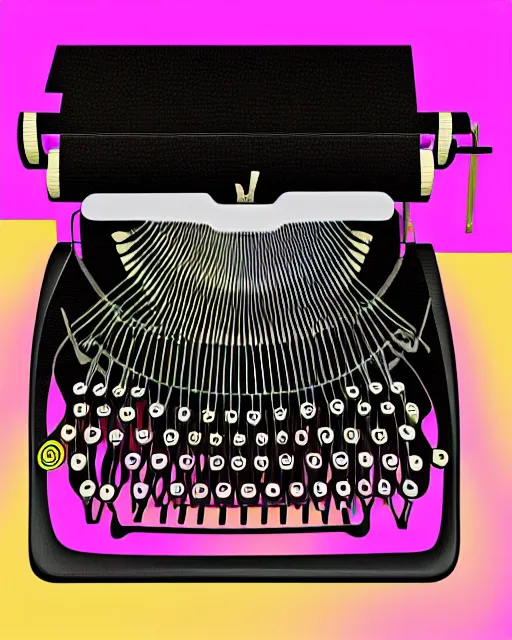 Image similar to digital illustration of a retro typewriter. 3 d. pastel