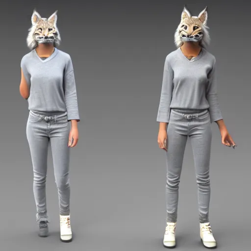 Image similar to 3D model anthro female Lynx Casual