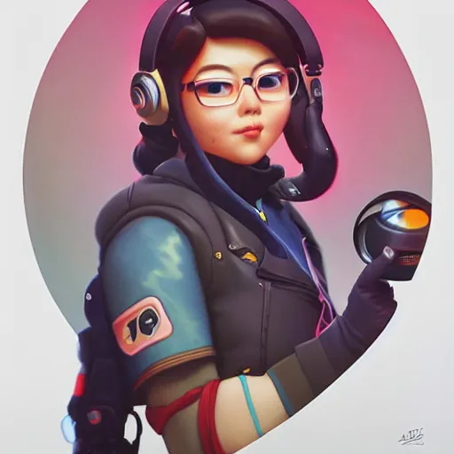 Prompt: lofi portrait of mei from overwatch, Pixar style, by Tristan Eaton Stanley Artgerm and Tom Bagshaw.