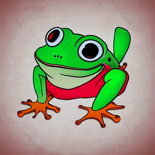 Image similar to cute anthro anime frog, digital art