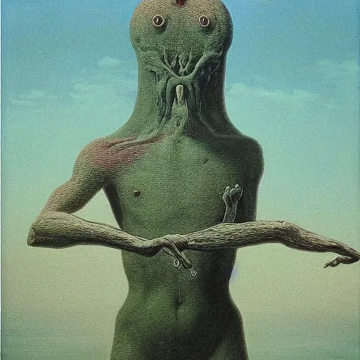 Prompt: Twitter as Monster by zdzisław beksiński