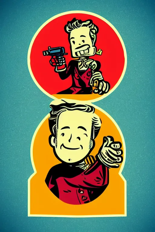 Image similar to fallout 7 6 retro futurist illustration art by butcher billy, sticker, colorful, illustration, highly detailed, simple, smooth and clean vector curves, no jagged lines, vector art, smooth andy warhol style