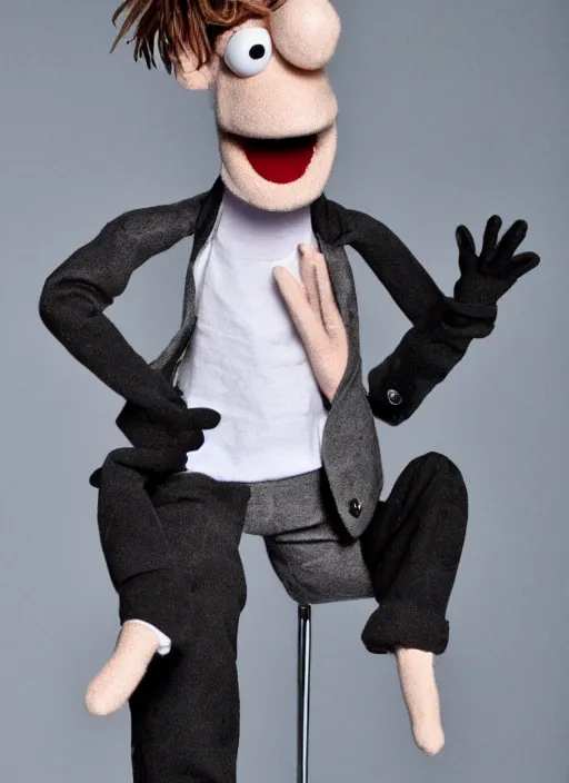 Prompt: Jamie Campbell Bower as a muppet