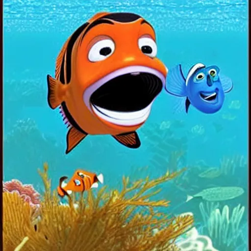 Prompt: obama as a fish, in the style of finding nemo, pixar animation