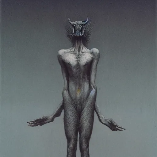 Image similar to Clinical Lycanthropy, illustrated by Zdzisław Beksiński, artistic interpretation, trending on artstation, 4k, 8k
