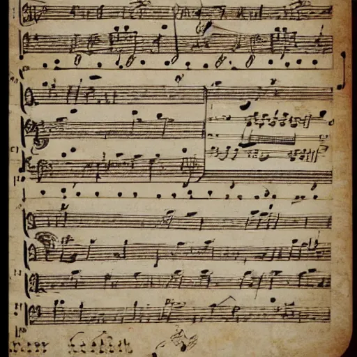 Image similar to a piece of sheet music, composed in the style of bach.