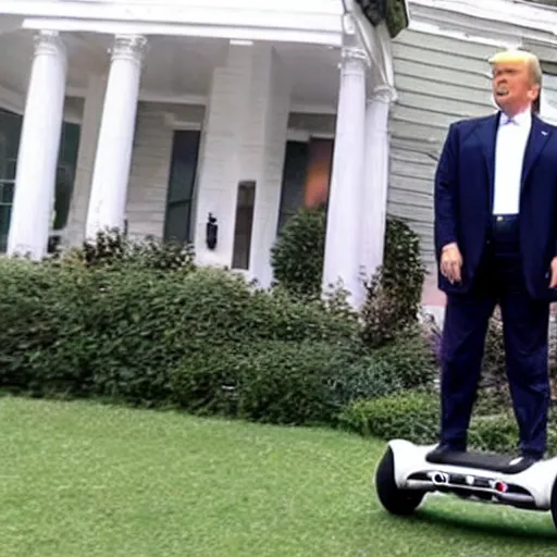 Image similar to trump riding a hoverboard