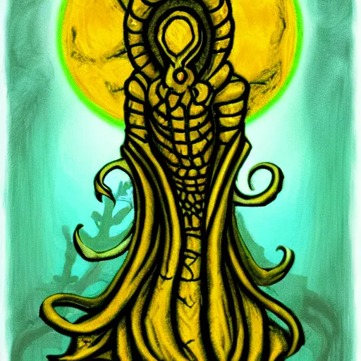 Prompt: hastur! the king in yellow!!, inspired by pablo picaso