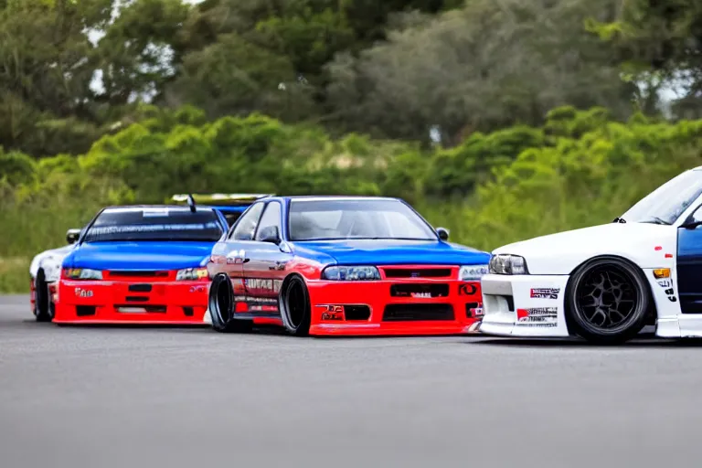 Image similar to lowered widebody r33 skyline drifting