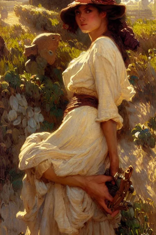 Prompt: farmers maid, highly detailed painting by gaston bussiere, craig mullins, j. c. leyendecker 8 k