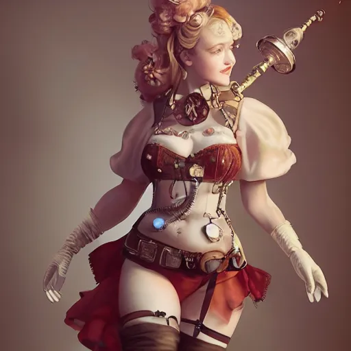 Prompt: julia garner starring as a steampunk burlesque pirate queen, made by stanley artgerm lau, wlop, rossdraws, artstation, cgsociety, concept art, cgsociety, octane render, trending on artstation, artstationhd, artstationhq, unreal engine, 4 k, 8 k