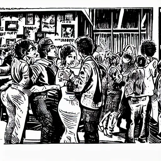 Image similar to robert crumb comic about pembroke pines flanagan high school students partying accurate eyes high detail