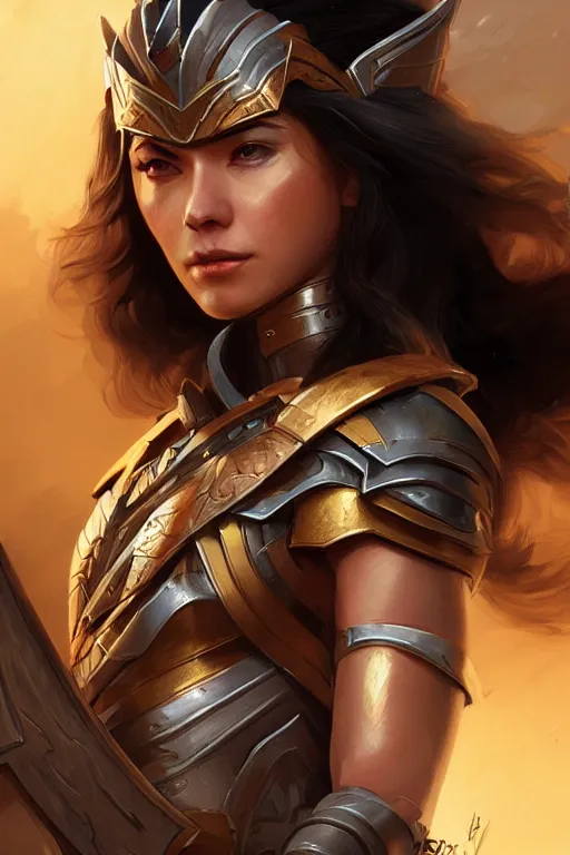 Image similar to amazon valkyrie athena, d & d, fantasy, portrait, highly detailed, headshot, digital painting, trending on artstation, concept art, sharp focus, illustration, art by artgerm and greg rutkowski and magali villeneuve