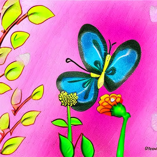 How to Draw Flowers & Butterfly Scenery Drawing with oil pastel..step by  step for Beginners.. - YouTube