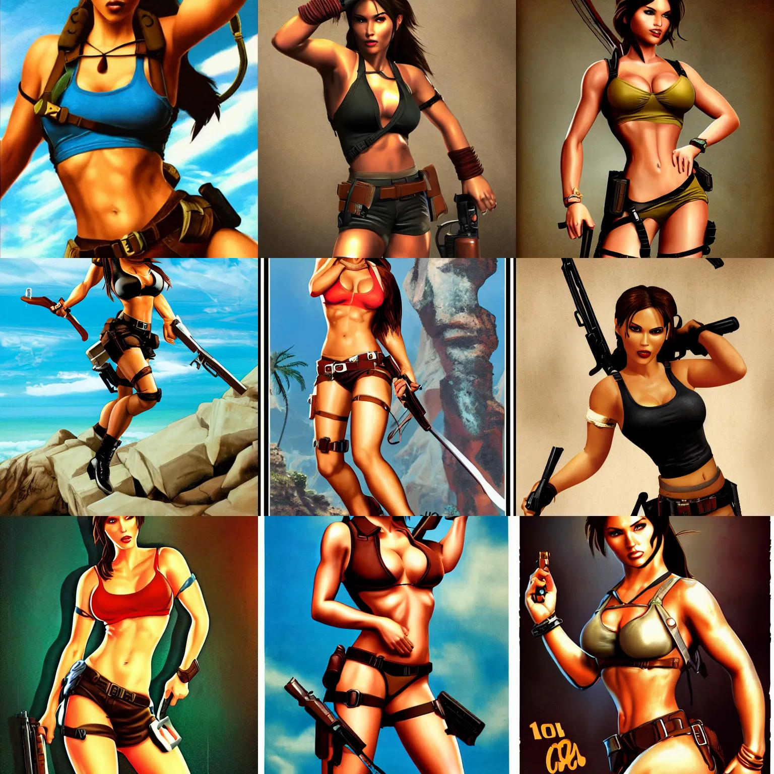 Prompt: lara croft as a 1 9 9 0 s pinup poster girl, full body, detailed, professional, 4 k