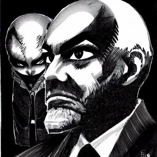 Image similar to Ben Bernanke looking sinister, by Tsutomu Nihei, highly detailed