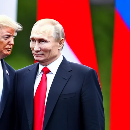 Image similar to Donald Trump and Putin as combined twins, pride