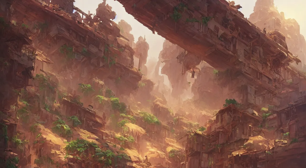 Image similar to wood wall fortress arabian marketplace fabric greeble block jungle dirt ground global illumination ray tracing hdr official fanart behance hd artstation by jesper ejsing, by rhads, makoto shinkai and lois van baarle, ilya kuvshinov, rossdraws