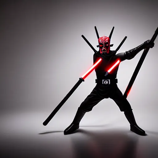 Image similar to studio portrait still of!!!!! darth maul!!!!!! plush toy, 8 k, studio lighting, key light,