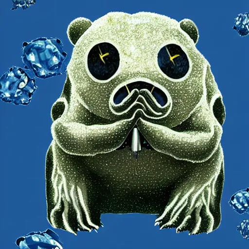 Image similar to tardigrade, water bear, covered in diamonds