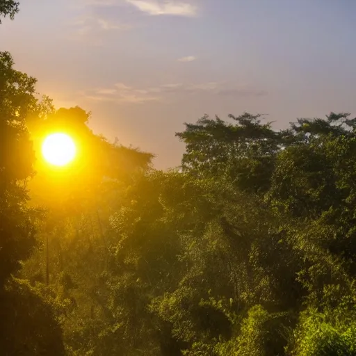 Image similar to view of two suns from surface of jungle planet