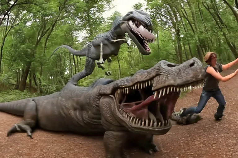 Image similar to gopro footage of being chased by a t - rex