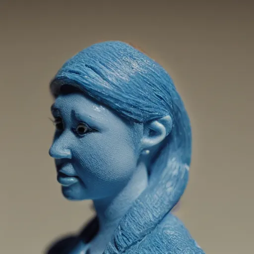 Prompt: blue plasticine toy woman