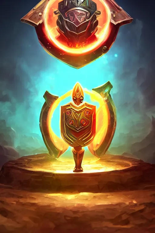 Image similar to shield fantasy epic legends game icon stylized digital illustration radiating a glowing aura global illumination ray tracing hdr fanart arstation by ian pesty and katarzyna da „ bek - chmiel