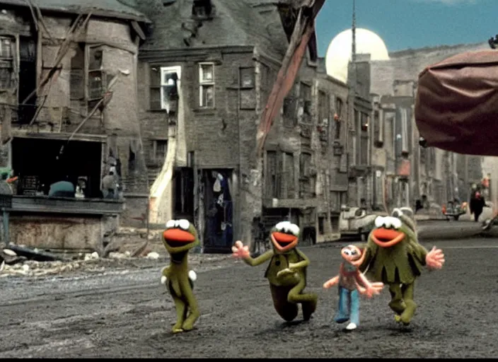 Prompt: landing scene from muppet!! save private ryan