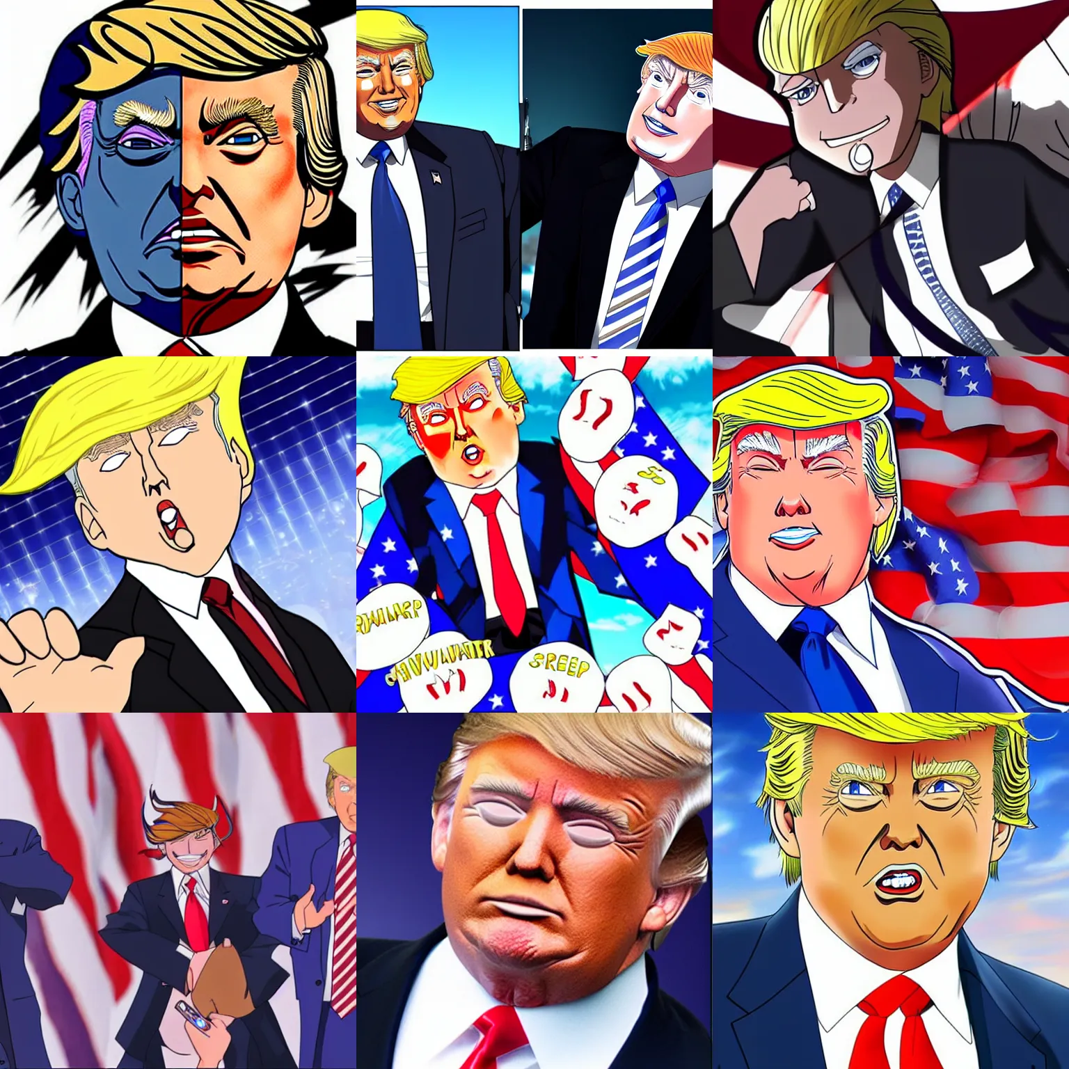 Prompt: Donald Trump but an anime