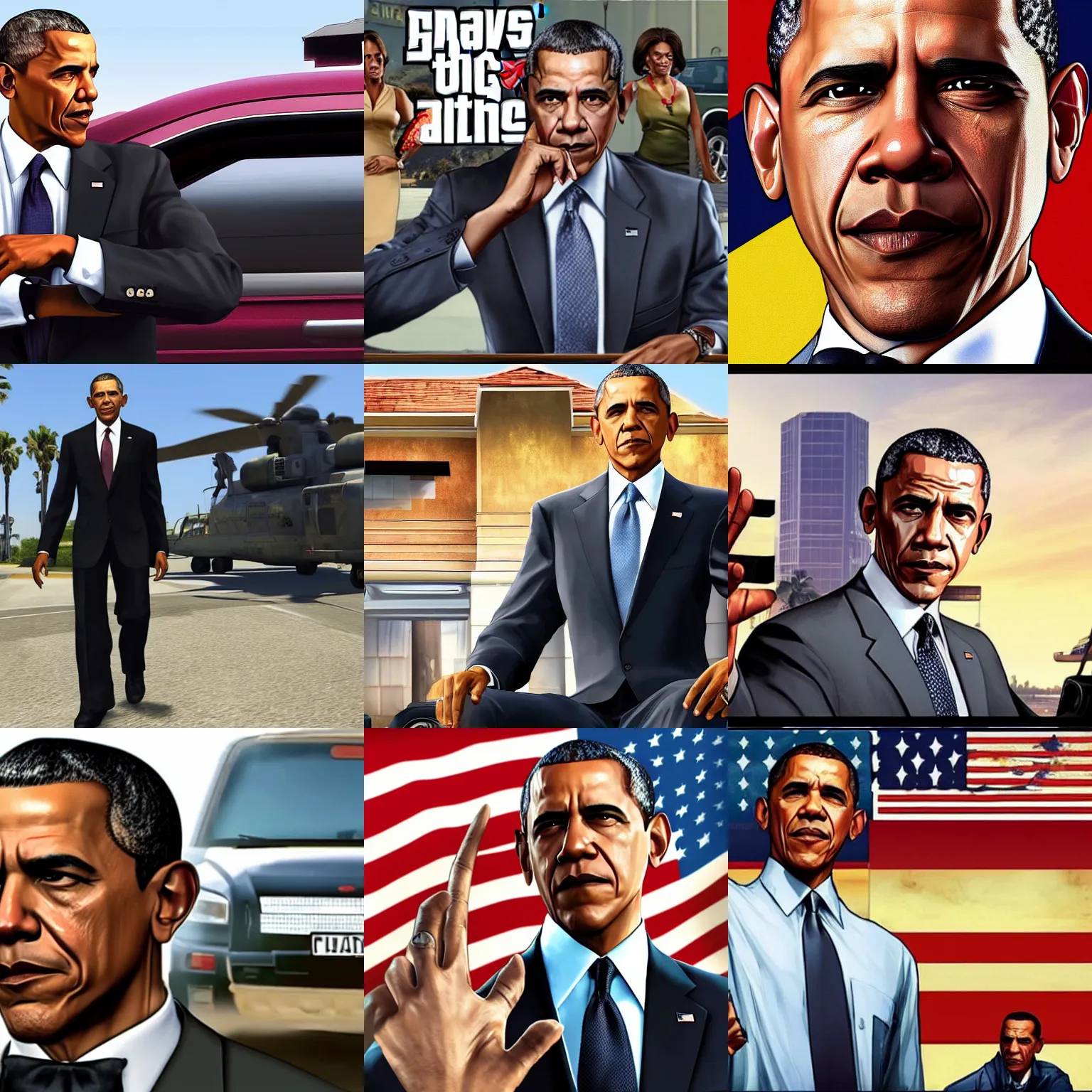 Prompt: Barak Obama on GTA V loading screen