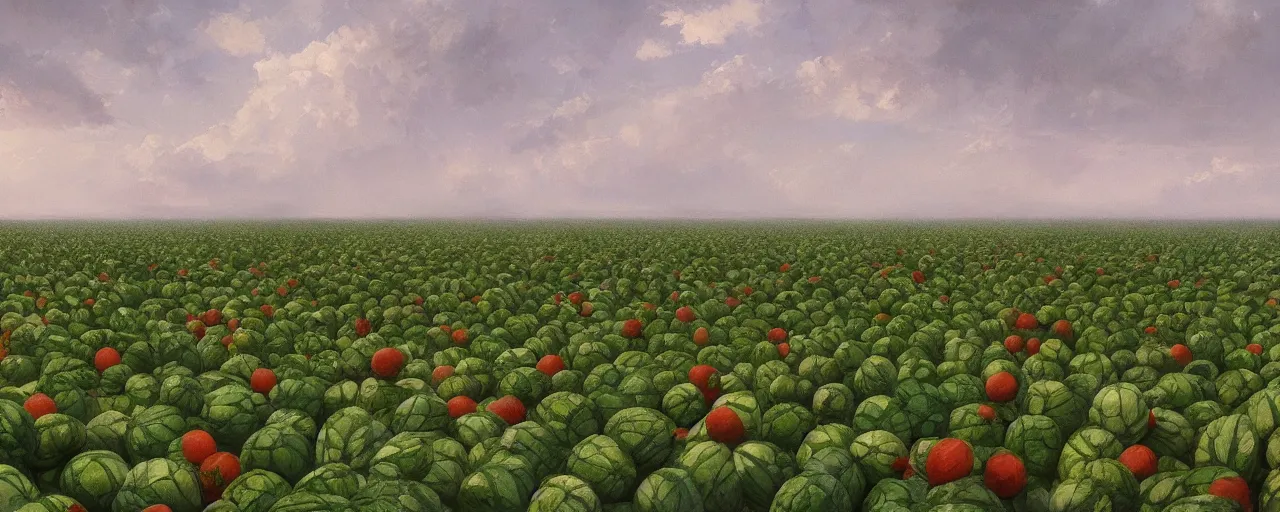 Image similar to field of watermelons, greg rutkowski