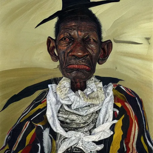 Prompt: high quality high detail painting by lucian freud, hd, portrait of a witch doctor