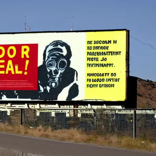 Image similar to billboard warning of nuclear fallout