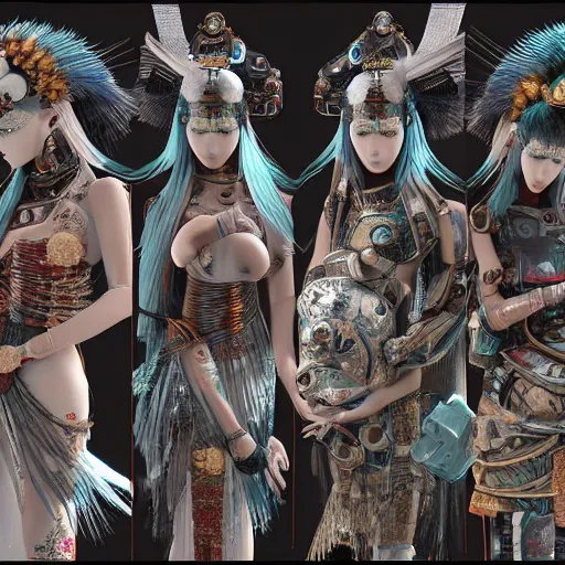 Image similar to japanese cyborg geishas in a ceremony with extremely detailed headdress, inspired by die antwoord beautiful, hand painted textures, cloth physics, deviantart, karol bak, masamune shirow, black and white, beautiful kawaii lighting, photorealistic, concept art, perfect render, 3 d render, pixar, 8 k