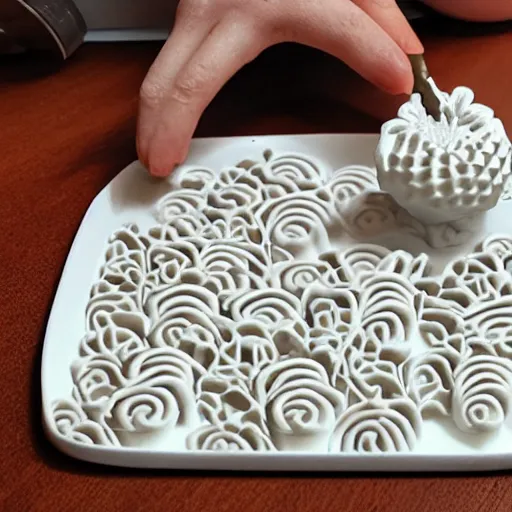 Image similar to delicious 3d printed candy sugars making fractal patterns out of printed sugar