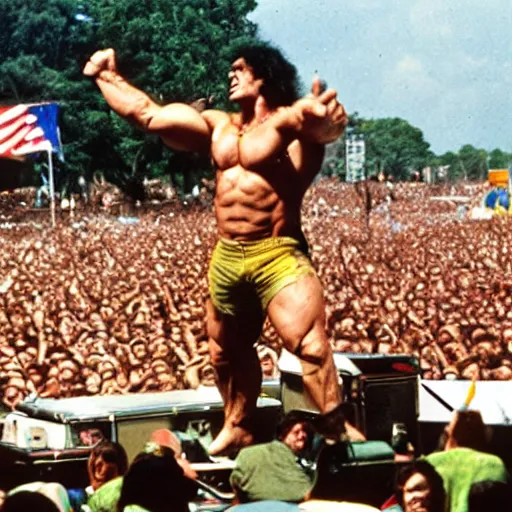 Image similar to hulk performing at woodstock