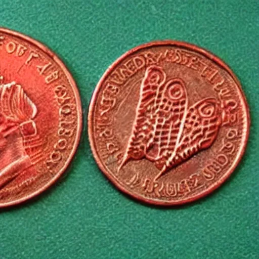 Image similar to red currency depicting a moth,