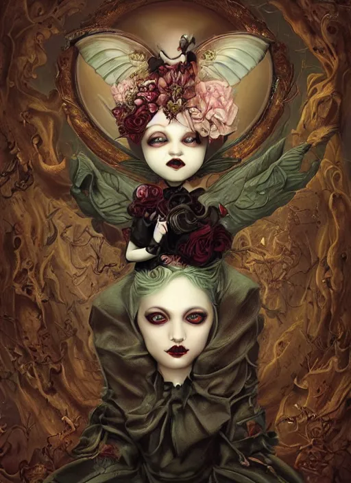 Image similar to pop surrealism, lowbrow art, psychic flying tandem war elephant, rococo, natalie shau, loreta lux, tom bagshaw, mark ryden, trevor brown style,