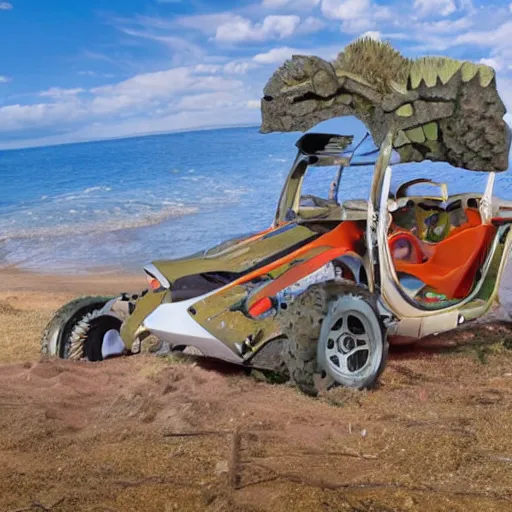 Image similar to a dune buggy that looks like an ankylosaurus