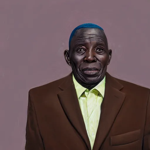 Prompt: a painting of a round face, XXL , smiley, Loving, caring, generous, ever-present, humble, wise elder from Kenya in a suit by Kehinde Wiley . Fatherly/daddy, focused, loving, leader, relaxed,. ethereal lights, details, smooth, sharp focus, illustration, realistic, cinematic, artstation, award winning, rgb , unreal engine, octane render, cinematic light, macro, depth of field, blur, red light and clouds from the back, highly detailed epic cinematic concept art CG render made in Maya, Blender and Photoshop, octane render, excellent composition, dynamic dramatic cinematic lighting, aesthetic, very inspirational, arthouse.