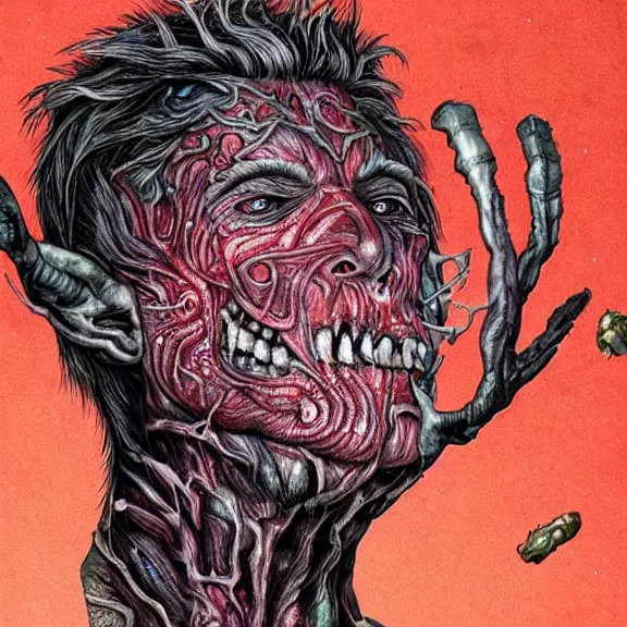 Image similar to a realistic photograph of a cosmic deity of chaotic blood wars embodied in the offspring of evil gods incarnate so they may feed on the broken souls of the empty shells of the created humans made for one thing but to be soulfood for the wicked damn