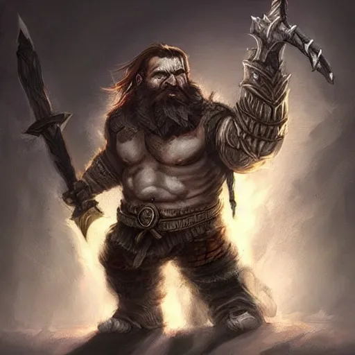 Image similar to fierce bearded dwarf, face and body clearly visible, ultradetailed, warrior, doubleaxe, scary, long hair, DnD art, epic fantasy style art, fantasy epic digital art, epic fantasy art, hearthstone style art