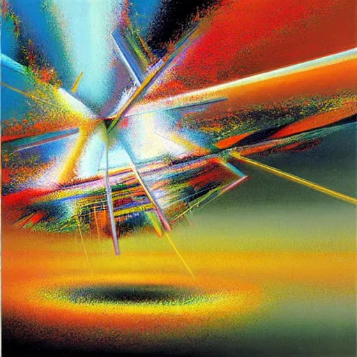 Image similar to abstract art representing momentum, oil painting by john berkey and gabriel dawe, masterwork