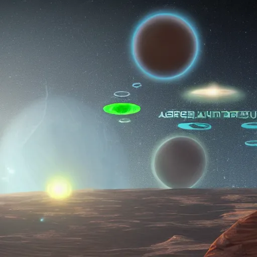 Image similar to an alien exoplanet depicted on a futuristic interface, onscreen info and labels