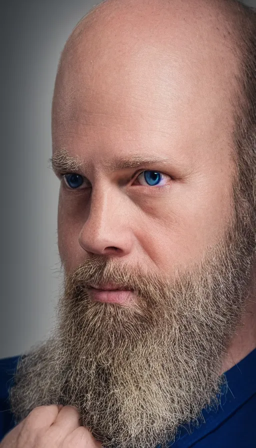 Image similar to Blue eyed blond balding bearded middle aged man corporate portait, headshot, profile