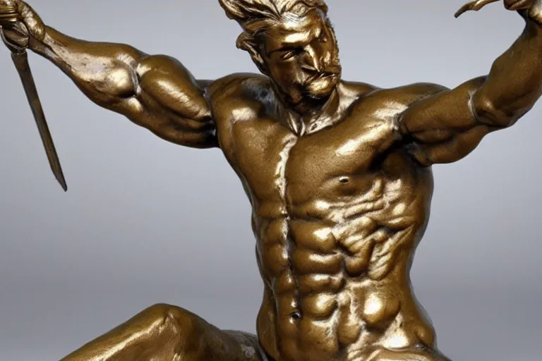 Prompt: sagittarius astrological sign sculpture in bronze by stanisław szukalsk, detailed, 3 d, 8 k