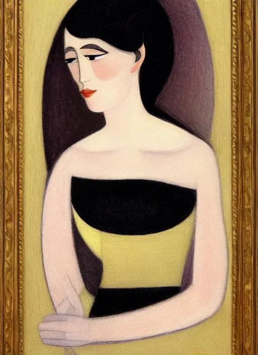 Prompt: a portrait of a pretty young lady by alice bailly